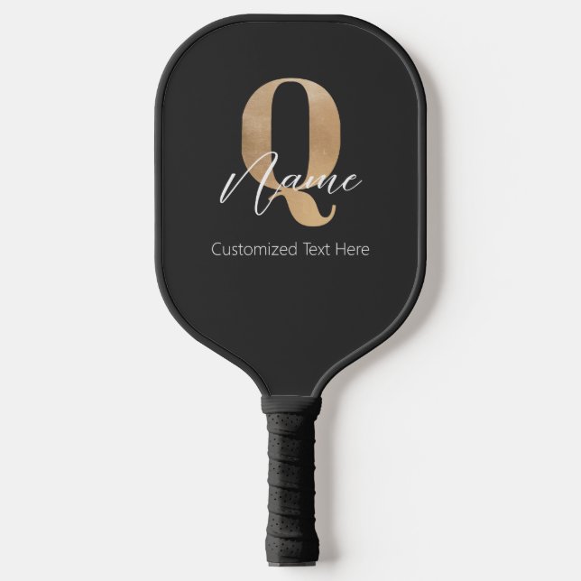 Raquette De Pickleball Initiale Q et nom personnalisé moderne monogrammé (Recto)