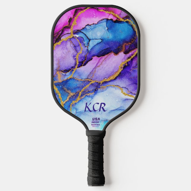 Raquette De Pickleball Initiales Abstraites de Parties scintillant d'or b (Recto)