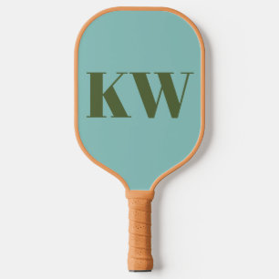 Raquette De Pickleball Initiales de Monogramme Vert Bleu Moderne Personna