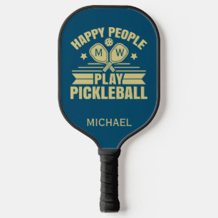 Raquette De Pickleball Initiales de nom personnalisé Turquoise et élégant