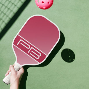 Raquette De Pickleball Initiales doubles modernes dégradé magenta rouge