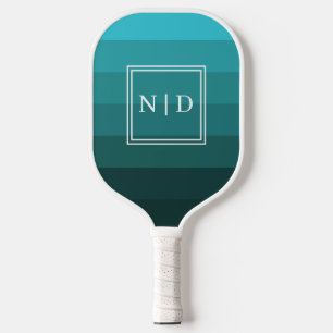 Raquette De Pickleball Initiales du bloc de couleur Turquoise minimaliste