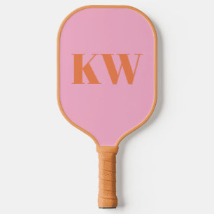 Raquette De Pickleball Initiales du Monogramme rose moderne personnalisée