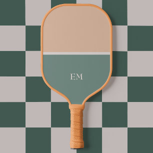 Raquette De Pickleball Initiales minimalistes modernes monogrammes verts