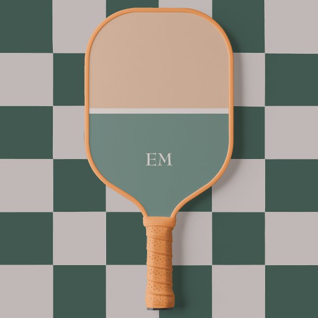 Raquette De Pickleball Initiales minimalistes modernes monogrammes verts (Créateur téléchargé)