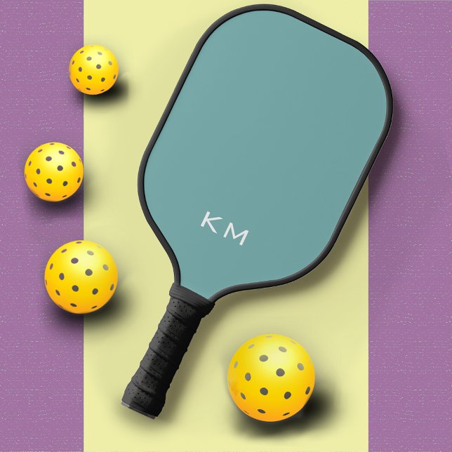 Raquette De Pickleball Initiales Monogramme bleu mou simple (Créateur téléchargé)