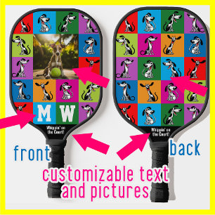 Raquette De Pickleball Initiales+photo + texte Whippet Wack-a-Doodle