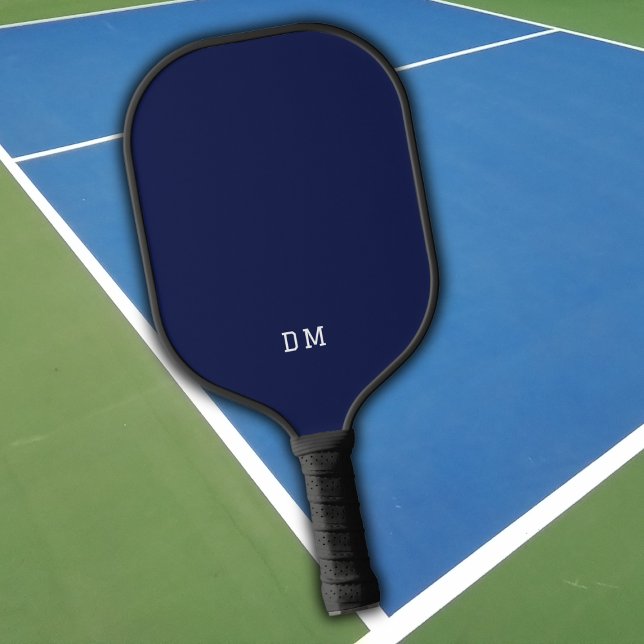 Raquette De Pickleball Initiales pour monogramme bleu marine de base (Créateur téléchargé)