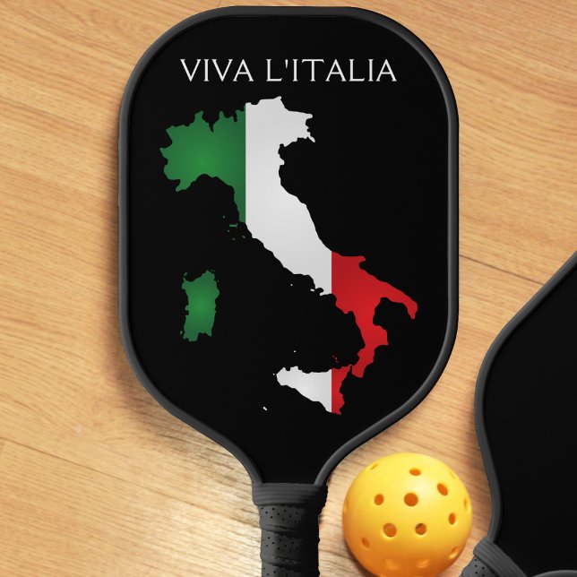 Raquette De Pickleball Italie Drapeau italien Viva l'Italia Italia Carte  (Italy Italian Flag Viva l'Italia Italia Map Black Pickleball Paddle)