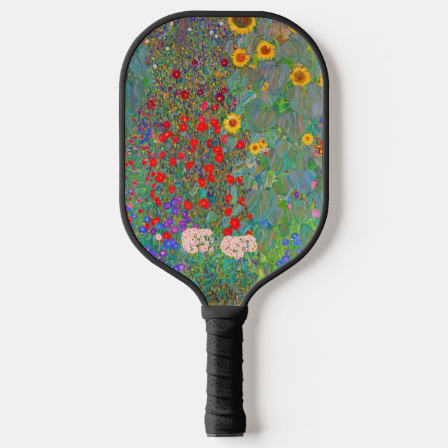 Raquette De Pickleball Jardin agricole de Gustav Klimt avec tournesols (Recto)