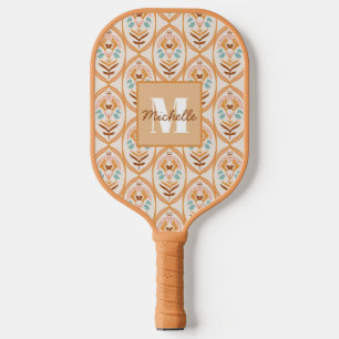 Raquette De Pickleball Jardin d'été Retro Monogramme