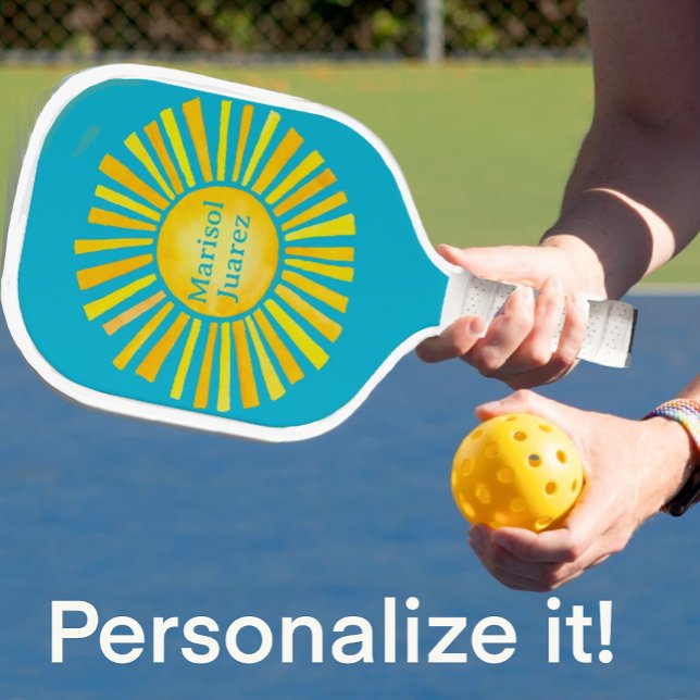 Raquette De Pickleball Jaune Soleil Caraïbes Bleu Personnalisé (For someone special!)