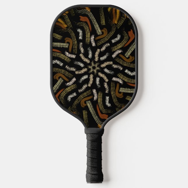 Raquette De Pickleball Jaunes dorés crémeux motif râteau sur fond noir (Recto)