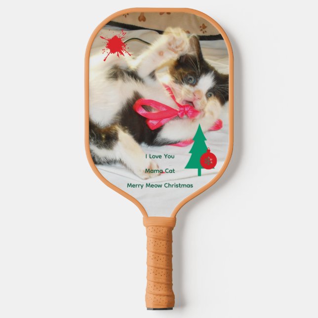 Raquette De Pickleball Je t'aime Mama Chat , Noël (Recto)