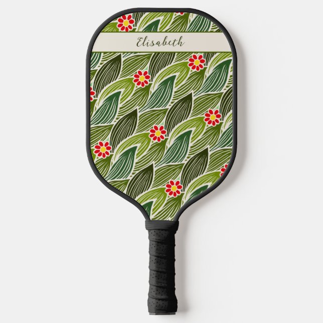 Raquette De Pickleball Joli Hippie Super Rouge Vert marguerite Motif Flor (Recto)
