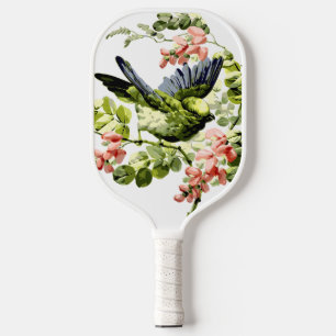 Raquette De Pickleball Joli jeune perroquet dans l'arbre à fleurs