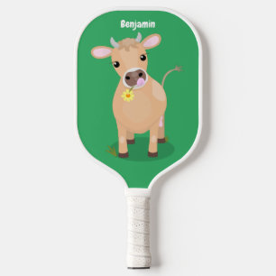 Raquette De Pickleball Joli joli maillot de vache et dessin de fleurs