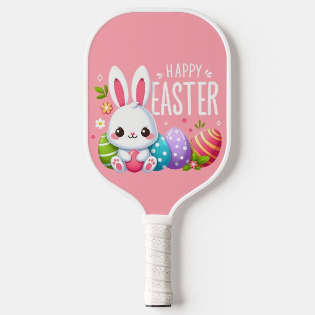 Raquette De Pickleball Joli lapin de Pâques rose (Recto)