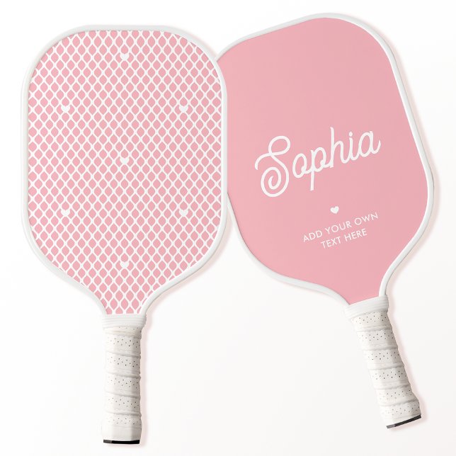 Raquette De Pickleball Joli nom personnalisé en filet en maille rose mode (Créateur téléchargé)