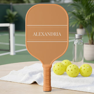 Raquette De Pickleball Joli Nom Simple Moderne Minimaliste Tan Stripe