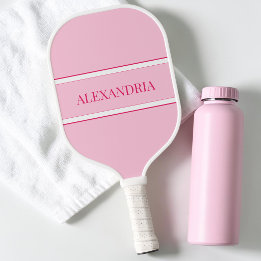 Raquette De Pickleball Joli Nomsimple Moderne Minimaliste Pastel Rose Cha