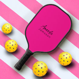 Raquette De Pickleball Jolie fille rose chaud Monogramme Nom complet Femm