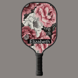 Raquette De Pickleball Jolie Pivoine Rose et Blanche Personnalisée