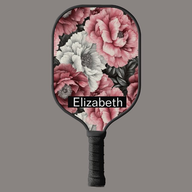 Raquette De Pickleball Jolie Pivoine Rose et Blanche Personnalisée (Créateur téléchargé)