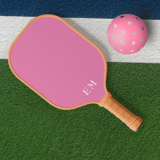 Raquette De Pickleball Jolies femmes Pastel rose Initiales monogrammes (Créateur téléchargé)