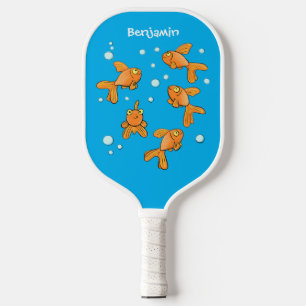 Raquette De Pickleball Jolis poissons rouges orange sur une illustration 
