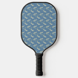 Raquette De Pickleball Jouer Alligator Vert Paisley sur Bleu