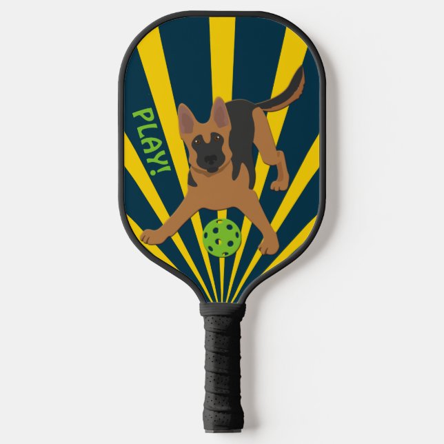 Raquette De Pickleball Jouer le chien avec une balle Illustration (Recto)