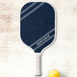 Raquette De Pickleball Joueur personnalisé moderne Nom Blancs Bleu foncé
