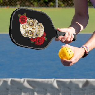 Raquette De Pickleball Jour Unique Du Crâne De Sucre Des Roses Rouges Mor