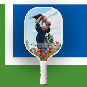 Raquette De Pickleball Joyeuse fête des premiers pères Photo personnalisé