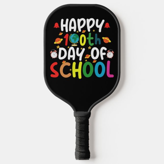 Raquette De Pickleball Joyeux 100e jour d'école Enseignant Élève (Recto)