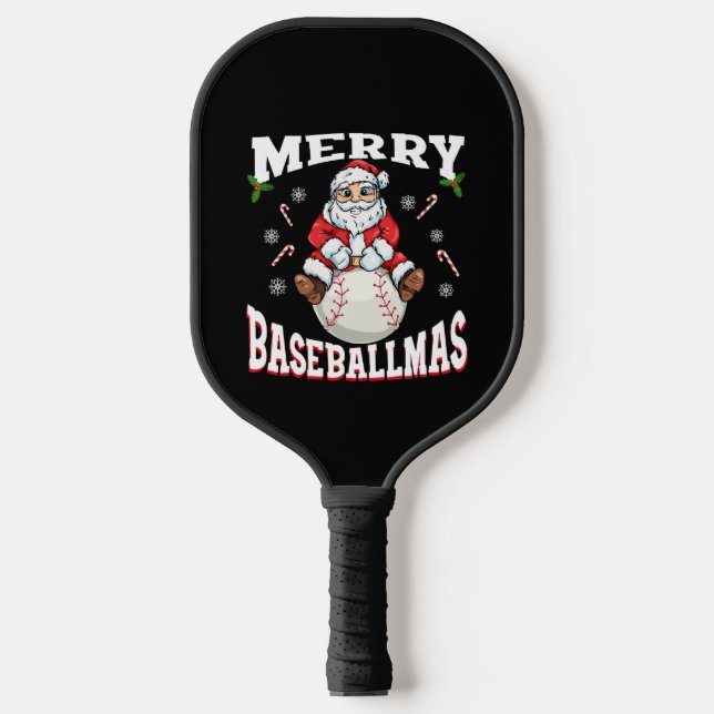 Raquette De Pickleball Joyeux Baseballmas Drôle Noël Baseball Père Noël (Recto)