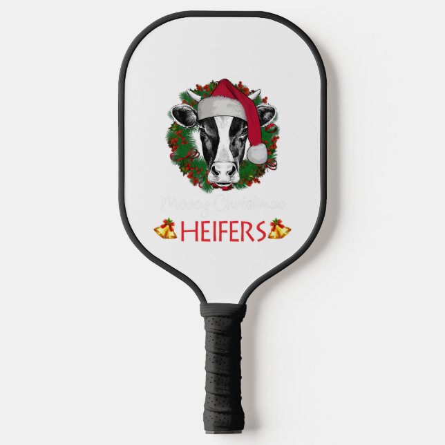 Raquette De Pickleball Joyeux Heifers de Noël (Recto)