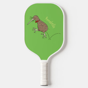 Raquette De Pickleball Joyeux kiwi de saut avec dessin de cravate arc