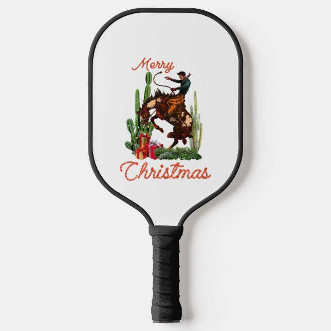 Raquette De Pickleball Joyeux Noël Cowboy (Recto)