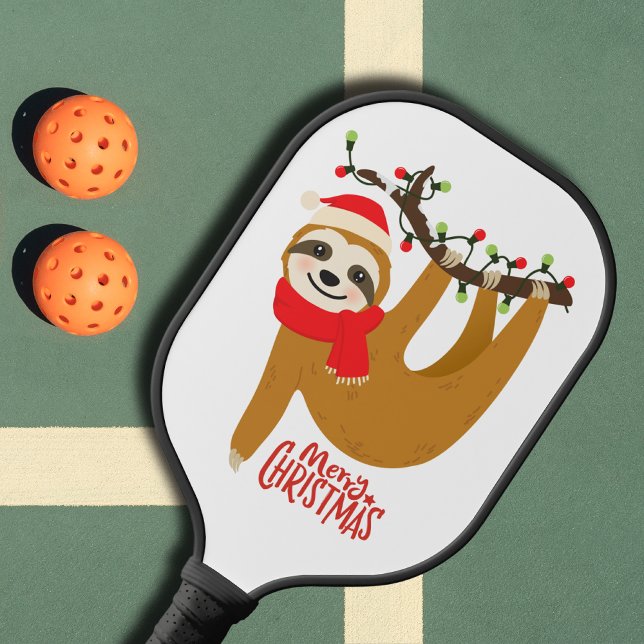 Raquette De Pickleball Joyeux Noël Festive mignonne vacances Sloth (Créateur téléchargé)