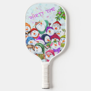 Raquette De Pickleball Joyeux Snowmans Fête de Noël Pickleball Paddle