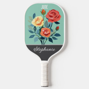 Raquette De Pickleball Juin Fleur de naissance Nom personnalisé