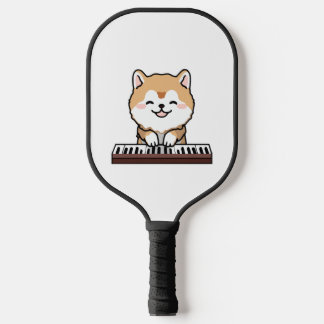 Raquette De Pickleball Kawaii Chien mignon Jouer Piano Clavier