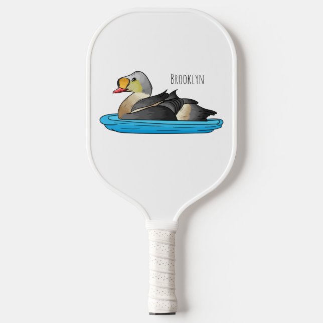 Raquette De Pickleball King eider bird cartoon illustration  (Recto)