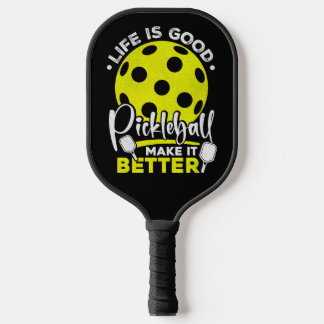 Raquette De Pickleball La vie est bonne Balle jaune Art de script blanc