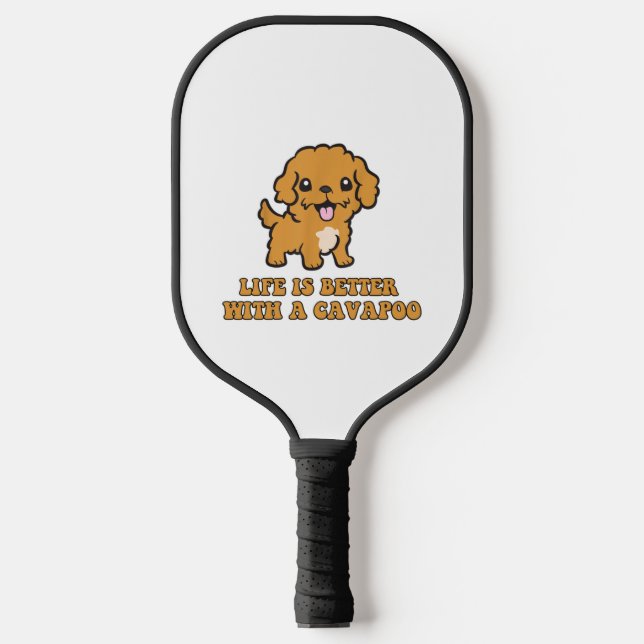 Raquette De Pickleball La Vie Est Meilleure Avec Le Cavapou - Amoureux Du (Recto)