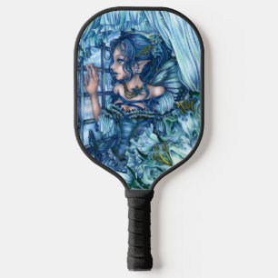 Raquette De Pickleball La vision de la fée du givre d'un hiver saphir