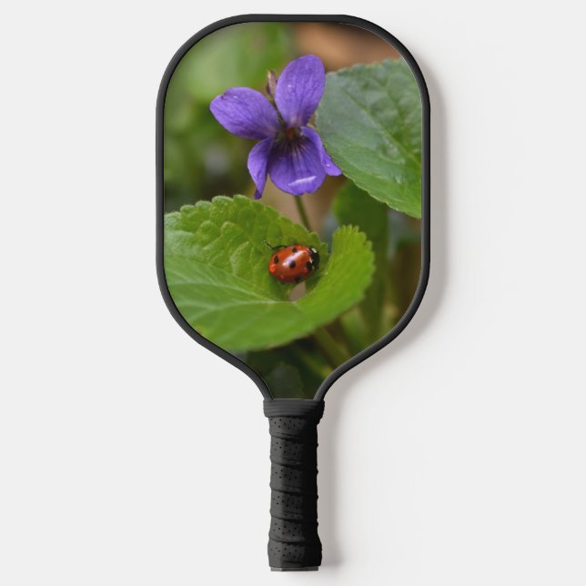 Raquette De Pickleball Ladybug sur les fleurs de violet doux (Recto)