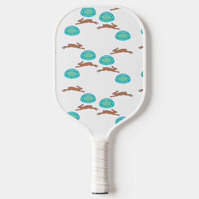 Raquette De Pickleball Lapin de Pâques et oeufs sur blanc (Recto)